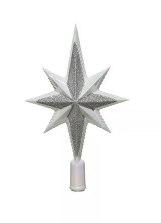 Glitter Star Tree Topper White