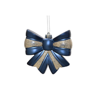 Matt Navy & Champagne Glitter Bow Tree Decoration