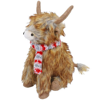 Plush Highland Cow with Scarf Ornament