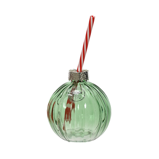 Pine Green Bauble Shaped Drinking Jar with Straw