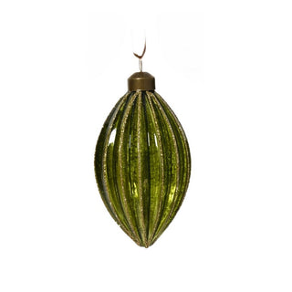 Ribbed Pine Green with Gold Stripe Finial