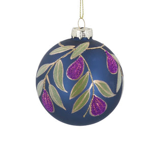Matt Blue with Purple Beaded Fruit Glass Bauble