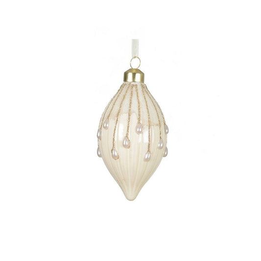 Wool White with Pearl Beads Finial