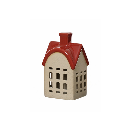 Porcelain House with Red Roof Christmas Decoration