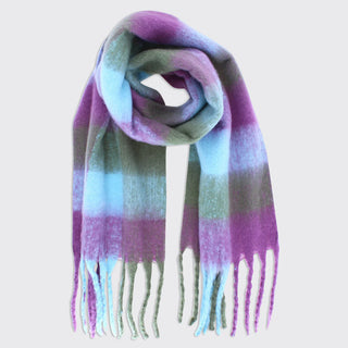 Yasmin Check Tassel Scarf Purple