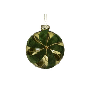 Pine Green with Flock Flower Bauble