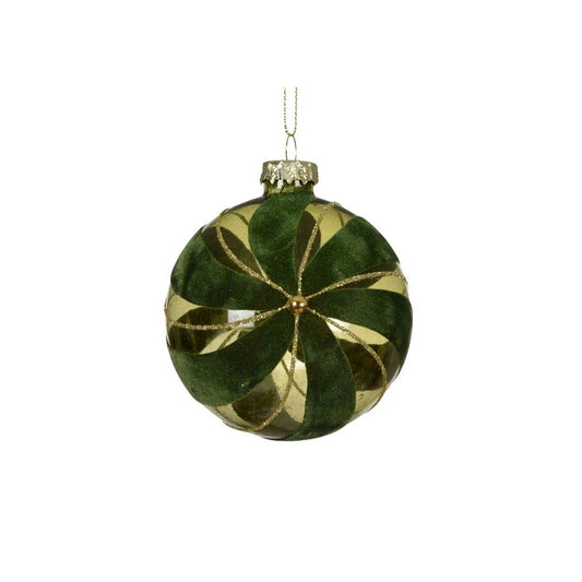 Pine Green with Flock Flower Bauble