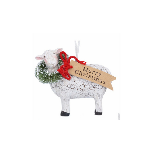 Sheep with Wreath & Tag Tree Decoration