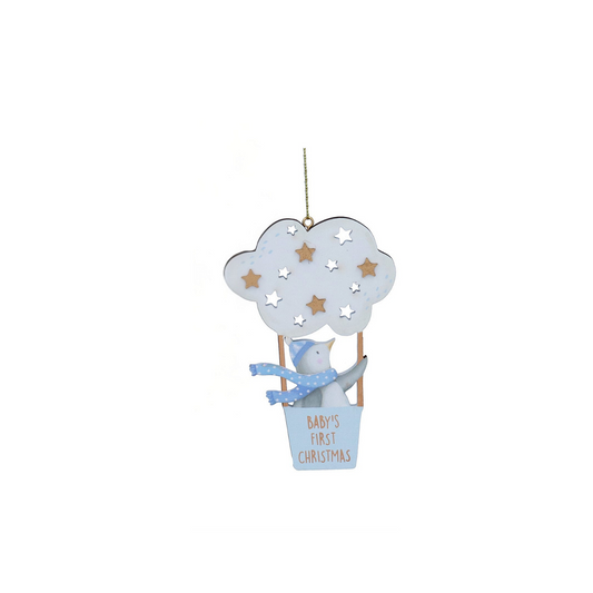 Baby's First Christnas Blue Penguin in Cloud Tree Decoration