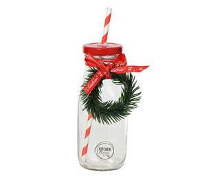 Drinking Jar with Wreath & Ribbon