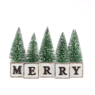 Wood 'Merry' Tree Table Ornament
