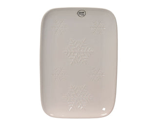 Rectangle Serving Plate with Embossed Snowflakes