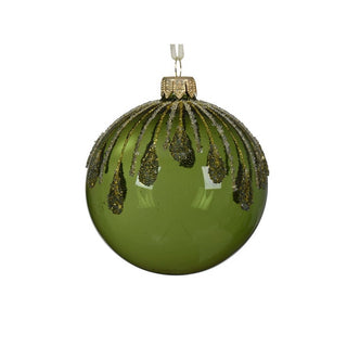Transparent Pine Green Snowdrop Glitter Bauble