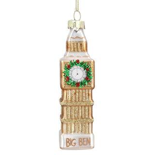 London Big Ben with Wreath Glass Hanging Decoration