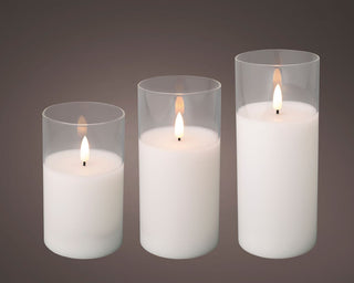 LED Glass Cyclinder Candle Set dia7.5cm (Set of 3)