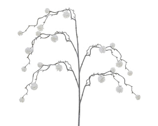 Twiggy Stem with White Glitter Balls