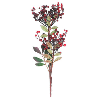 Mixed Red Berries with Foliage Spray