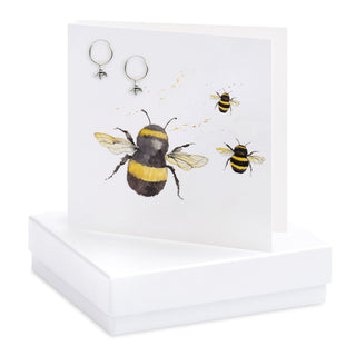 Boxed Bumble Bees Hoop Earring Card