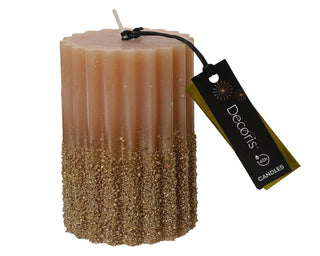 Copper with Glitter Pillar Candle 10cm
