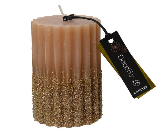 Copper with Glitter Pillar Candle 10cm