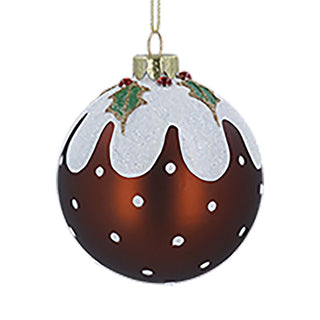 Christmas Pudding Glass Bauble