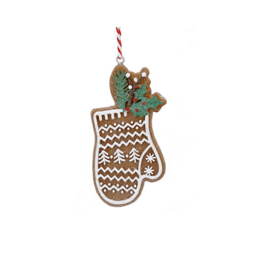 Resin Natural Gingerbread Mittens Hanging Decoration