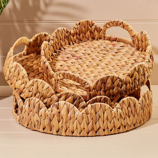 Water Hyacinth Scalloped Edge Large Tray