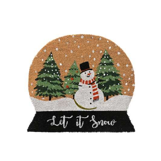 Snowflake Scene Snowglobe Shaped Coir Doormat