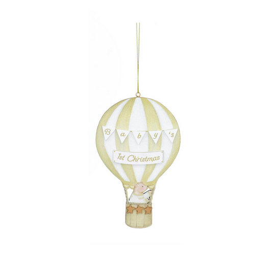 Gold Baby's First Christmas Wooden Hanging Decoration
