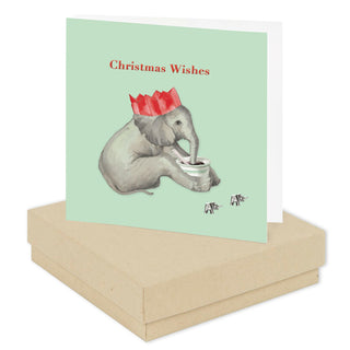 Christmas Elephant Boxed Silver Earring Card