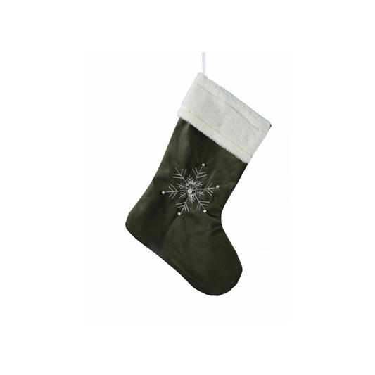 Dark Green Snowflake Stocking
