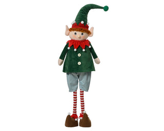 Standing Boy Elf with Green Velvet Coat Decoration Med