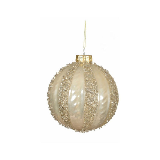 Pearl Shimmer with Gold Glitter Lines Bauble
