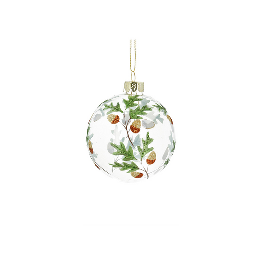 Oak Leaf & Acorn Glass Bauble