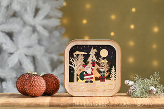 Wooden LED Santa Scene Ornament