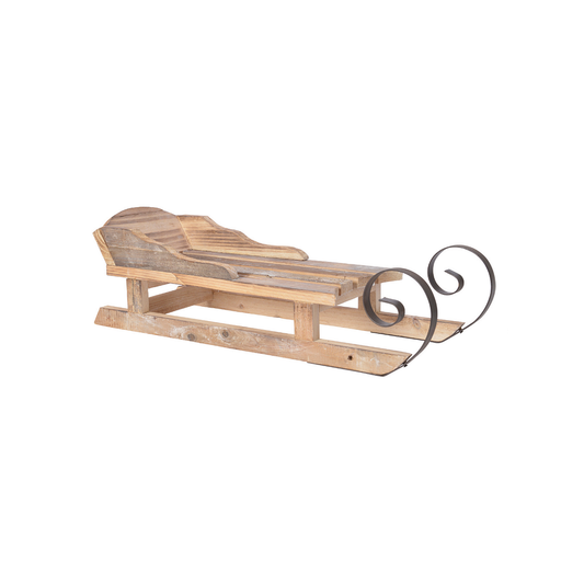 Natural Wood Sleigh With Black Iron Detail Lrg