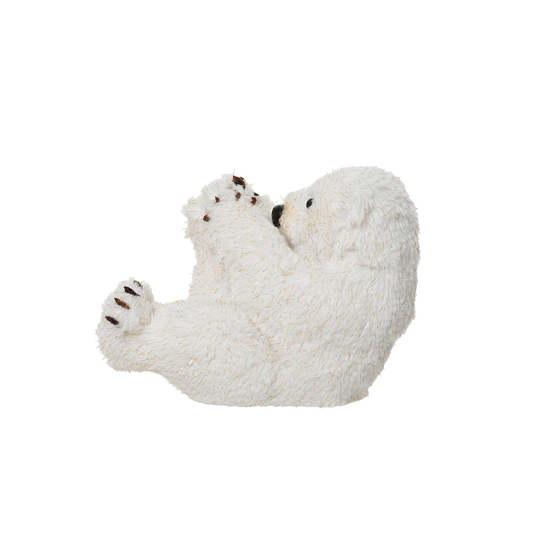 Gold Fleck Polar Bear Playing with Feet Christmas Decoration