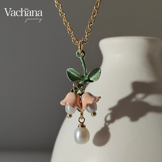 Peach Lilly of The Valley Necklace