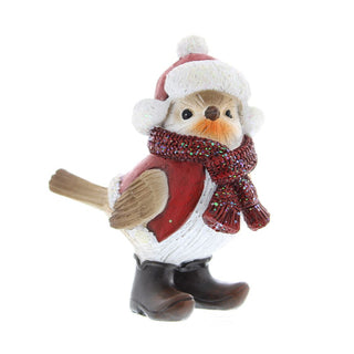 Robin in Boots and Wooly Hat Resin Ornament