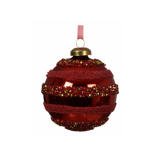 Christmas Red Beaded Horizontal Line Bauble