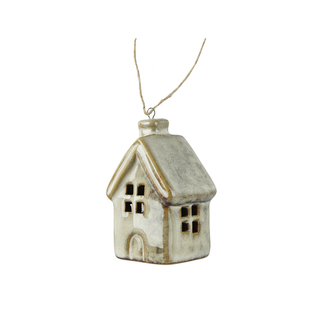 Reactive Glaze House with Round Arch Door Tree Decoration