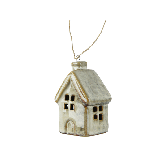Reactive Glaze House with Round Arch Door Tree Decoration