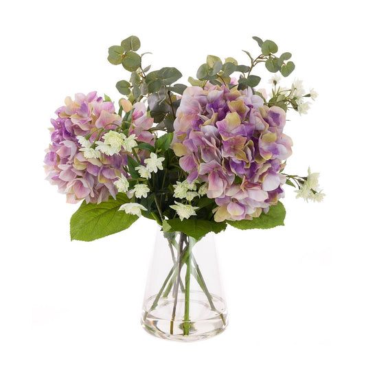 Purple Hydrangea & Astrantia in Vase
