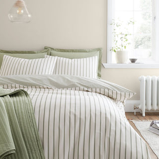 Hampton Stripe Green King Duvet Cover Set