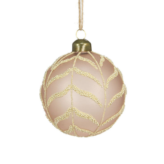 Glass Noa Bauble Beige 8cm