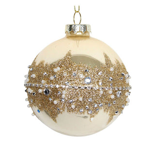 Gold Diamante with Sparkling Band Glass Bauble