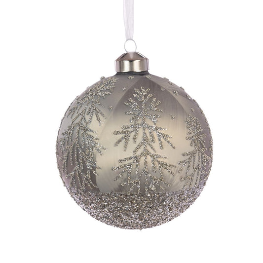 Glass Ulyana Bauble Silver 10cm