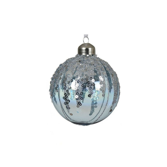 Blue Iris with Sequins Bauble
