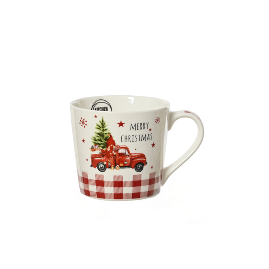 Red Truck with Gingham Mug