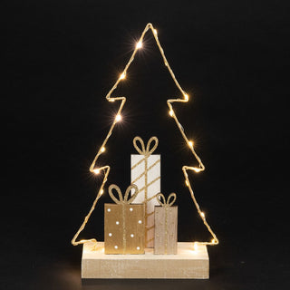 Wooden Led Tree With Presents